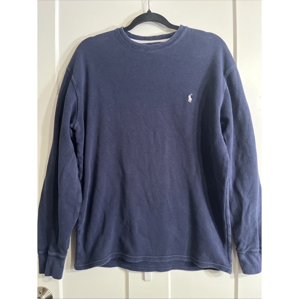 Polo Ralph Lauren Men's XL Navy Blue Cotton Long Sleeve Waffle Knit Shirt
